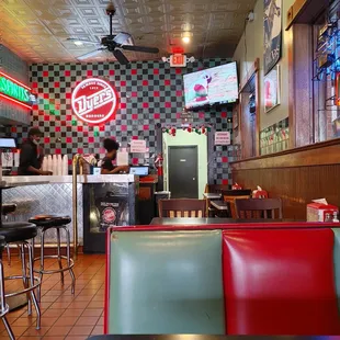 the interior of a diner
