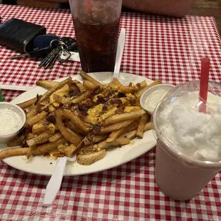 Cheese fries and ice cream