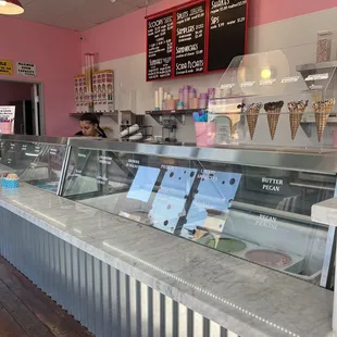 Menu, ice cream, display.