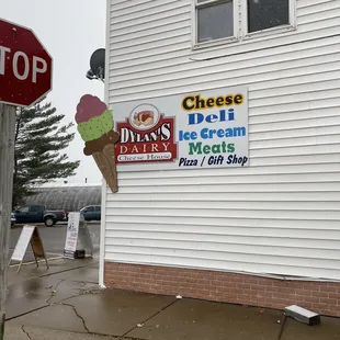 a stop sign and a building
