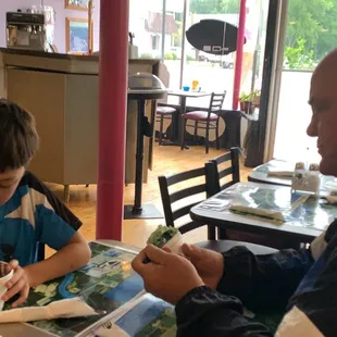 Enjoying some ice cream