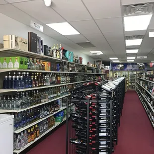 aisle of liquor bottles