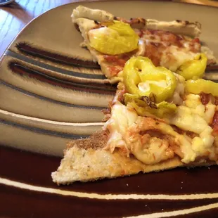 Pizza is poor quality and it comes apart :( This was one piece and gravity got the best of it.