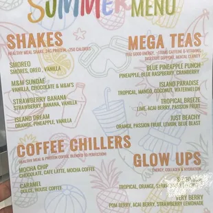 Summer menu