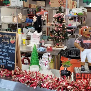 a christmas display in a restaurant