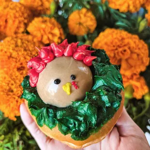 Check out our cute Thanksgiving turkey donut!
