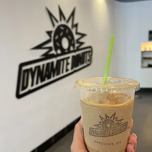 medium (16 oz) iced vanilla latte with almond milk, made just how i like it.