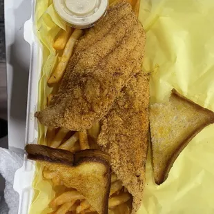 Catfish filet and fries