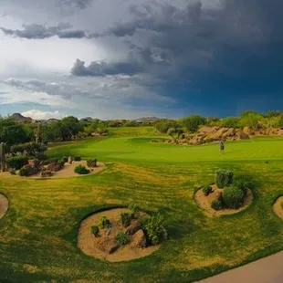 a panoramic view of a golf course