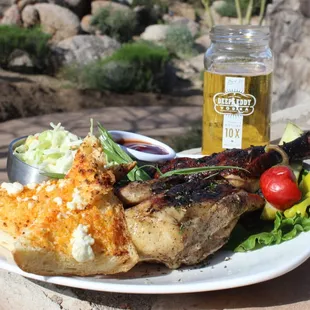 Beer Can Chicken and Dynamite Garlic Bread