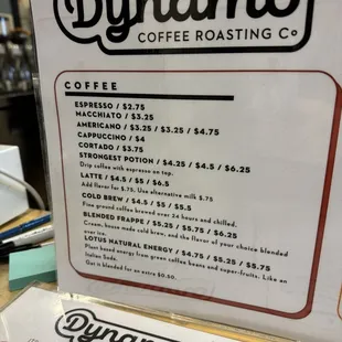 menu