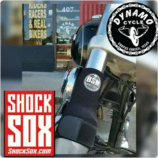 These BSM Shock Sox took 10 seconds to install on this Harley Dyna. We got plenty to fit Honda Groms, 85-450CC MX bikes, andSport bikes