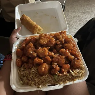 C20. Orange Chicken Combination Platter