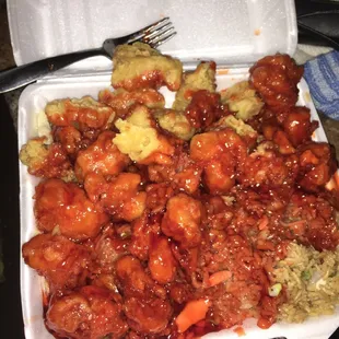 Supposed to be sesame chicken. I called and she told me that I was wrong and had to ask for sesame seeds.