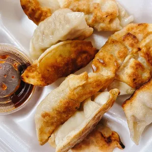 dumplings and dipping sauce