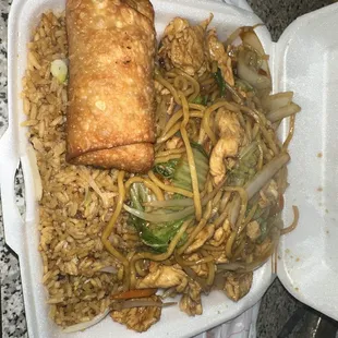 Chicken lomein with rice combination