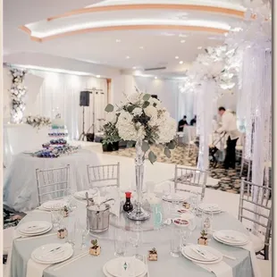 a table set for a wedding reception