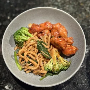 Yum! Shanghai Fried Noodles and Sesame Chicken.
