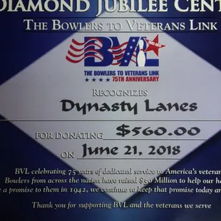 We support the Bowling to Veterans Link