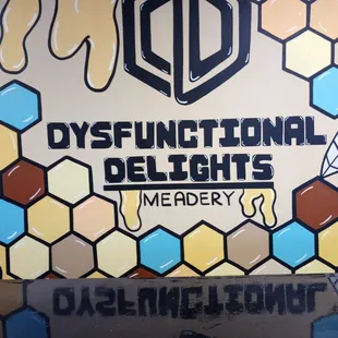 Hand painted mural behind the bar