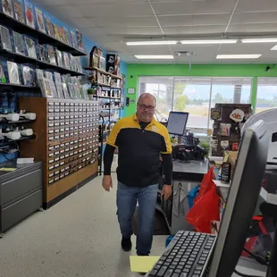 Look at this happy guy! Super nice to his son and always friendly. Really good at fixing arcade games!