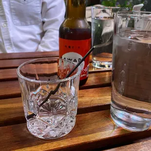 $6 glass of the cheapest barley Shochu, 2/5 of a glass