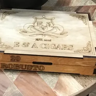 a wooden box on a table