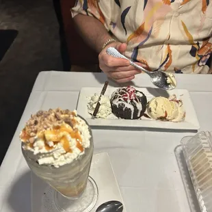 Lava Cake and Caramel - Pecan Heath Bar Sundae