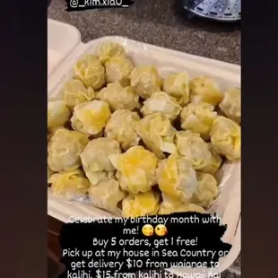 $12/ dozen. Buy 5 orders, get 1 free!