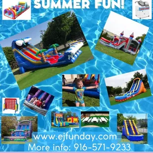 Water Slide Rentals. Great variety RSVP www.ejfunday.com Save $20 book now use coupon code Summer2024 on a Water Slide