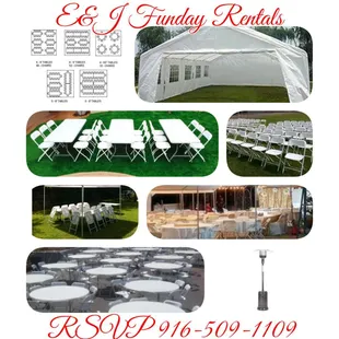 Tents, Tables, Chairs, and Patio Heaters