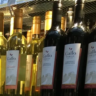 a row of wine bottles