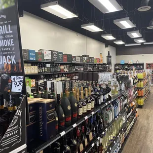 shelves of liquor