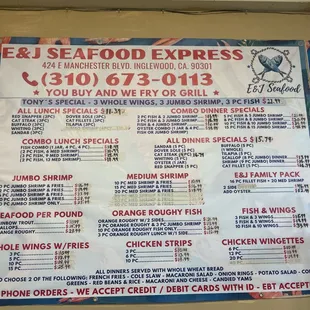 Menu updated 2023
