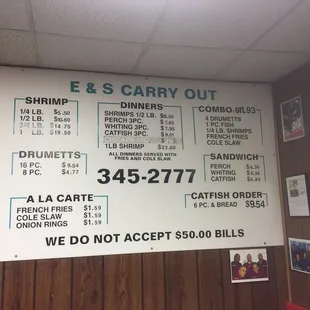 a menu for a restaurant