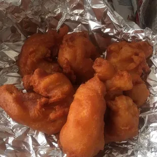 a pile of fried food