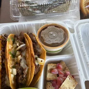 Birria tacos and masubi