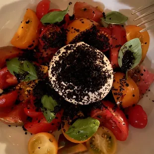 Burrata with heirloom tomatoes