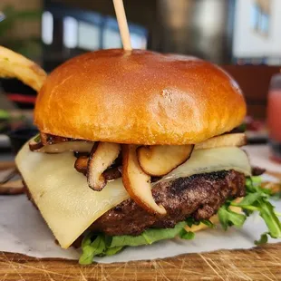 a burger and french fries