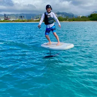 My 2 kids and father in his 70s all got up and foiling in our first lesson with Danny, Ben and Jake from EFoil Waikiki