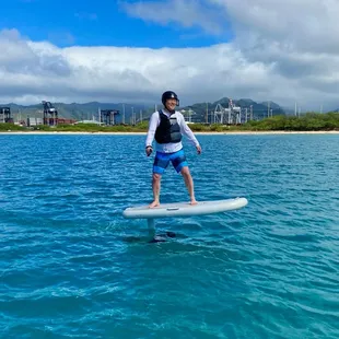 My 2 kids and father in his 70s all got up and foiling in our first lesson with Danny, Ben and Jake from EFoil Waikiki