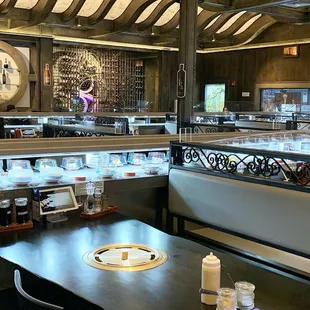 interior, sushi and sashimi