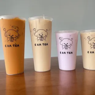 a variety of drinks on a table