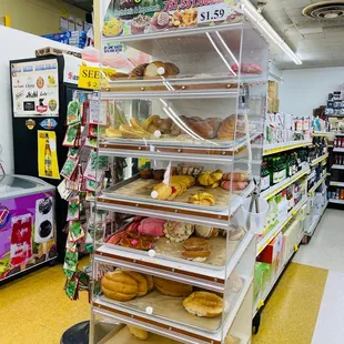 a display of donuts