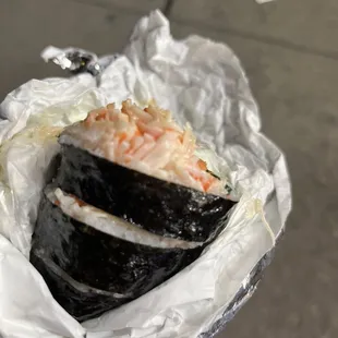 Spicy imitation crab kimbab