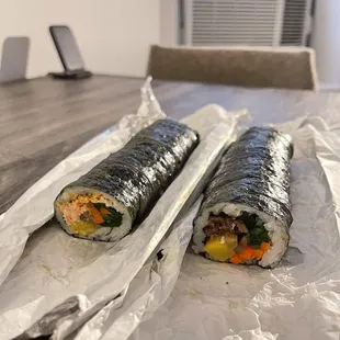 spicy crab and Beef Kimbab