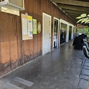 After going up the stairs, the hallway to the restaurant looks like this