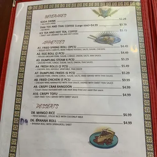 a menu on a table