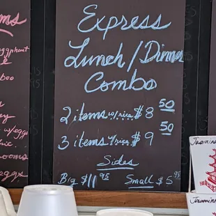 ows a menu and cups