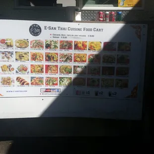Menu,  partly in the shade